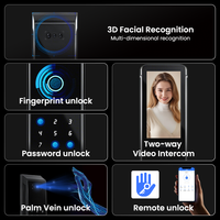 Cerradura Inteligente Multifuncional con Pantalla Integrada, Soporte para Cámara 3D, Desbloqueo por Palma de la Mano, Desbloqueo por Huella Dactilar, Llave de Desbloqueo Digital