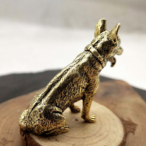 Vendita calda in ottone fortunato lupo cane ornamenti intagliati classico da tavolo per animali domestici in bronzo Cross-Border trasporto Wangcai cucciolo - Product Image 4