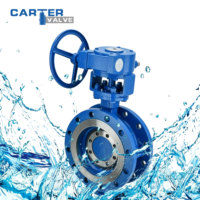 Katup Kupu-kupu Eksentrik Tiga Putaran Berbahan Logam WCB Baja Karbon Wafer Elektrik Worm Gear Tahan Api ANSI 600LB untuk Minyak Gas Air