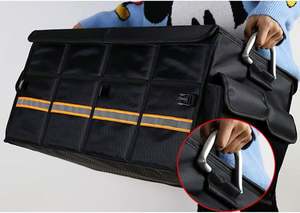 Organisateur de coffre de voiture pliable organisateur de stockage de voiture pliable multi-compartiments organisateur de voiture Oxford tissu conteneur boîte - Product Image 6