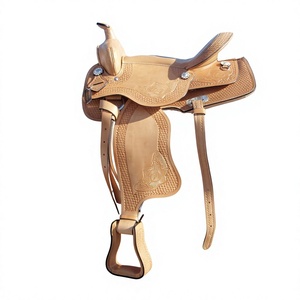 Sillín de Caballo Acolchado Western Softy, Cuero Tallado a Mano, Estribos Resistentes para Montar a Caballo, Color y Tamaño Personalizables - Product Image 1
