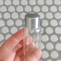 Flacon en verre cylindrique transparent vide de 27 mm, 15 ml, avec bouchon à vis en aluminium argenté pour poudre colorée, sable, fleurs séchées