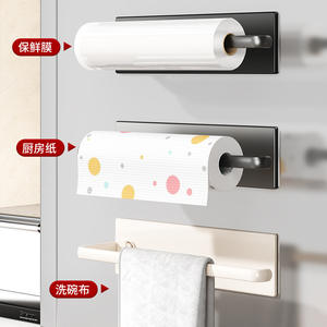 Support mural pour papier essuie-tout, film alimentaire et torchons, solution de rangement pour armoire de cuisine - Product Image 1