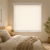 Stores enrouleurs sans fil semi-occultants en tissu blanc écologique pour chambre à coucher, sur mesure, avec cassette
