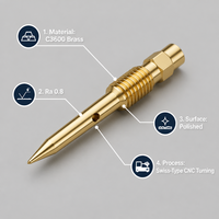 Pour usinage CNC, tournage de précision, laiton auto-découpant C3600, valve à aiguille de carburateur polie, Xing Tong T075, spécifications confirmées