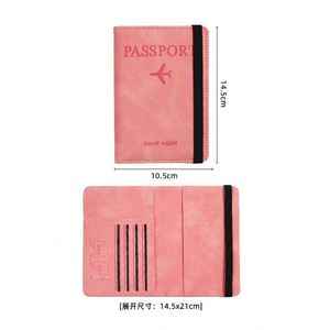 Funda de piel sintética para tarjetas de identificación, billetes de avión y tarjetas bancarias con protección RFID, estuche para pasaporte y cartera de viaje. - Product Image 5