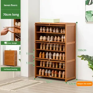 Zapatero Vertical Alto de Bambú Simple, Multicapa, Antipolvo, para la Entrada del Hogar, Mueble de Almacenamiento Integrado - Product Image 6