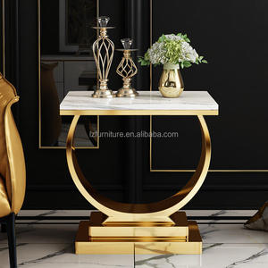 Mesa Consola Moderna de Metal con Base de Trípode y Tapa de Mármol, Mueble Contemporáneo para Entrada o Sala de Estar - Product Image 5
