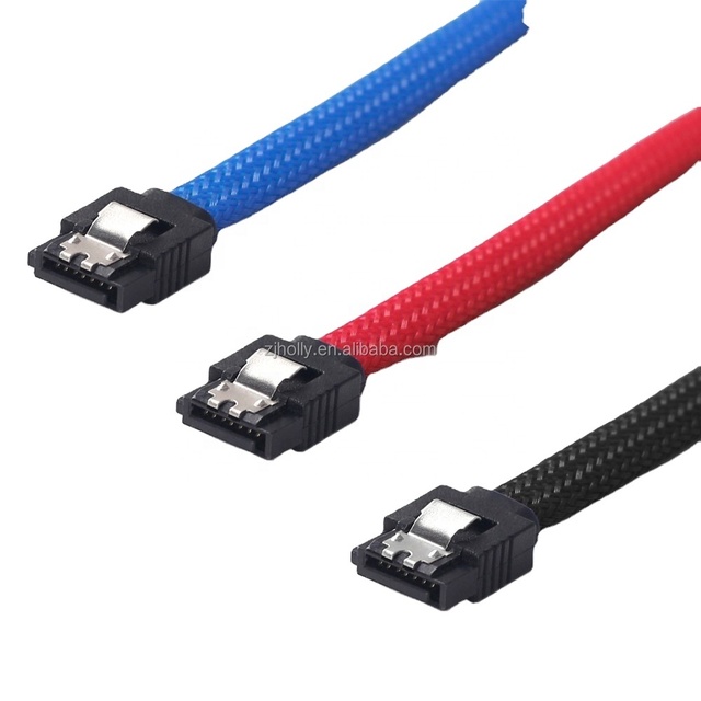 SATA 3.0 III 7pin Data 6Gb/s Cables 50CM Premium Sleeved Nylon Black Blue Red SSD HDD Connector Accessories TUV/RoHS Certified