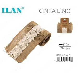 Nastro di lino ILAN 10 cm x 2 m con bordo in pizzo per artigianato e decorazioni - Product Image 1