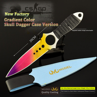 CSGO Counter-Strike: Global Offensive Couteau Crâne Couleur Dégradée 26CM Métal Intégral avec Étui en Cuir Modèle Réplique Artisanale pour Présentation