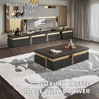 Ensemble de meubles de salon rectangle blanc de luxe table basse nordique d'appartement d'hôtel avec support TV à tiroir
