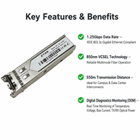 ZTRS Nueva Unidad de Fibra Óptica SFP Gigabit Simplex SC DDM de 850nm MMF 550m para Conmutador de Red de Distribución de Campus