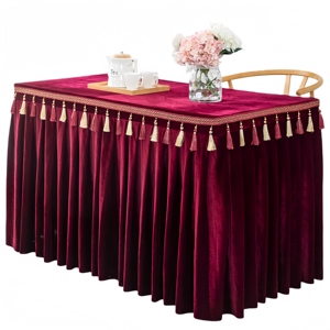 <span class=keywords><strong>Nappe</strong></span> de <span class=keywords><strong>table</strong></span> rectangulaire en velours doré épais avec glands suspendus, <span class=keywords><strong>nappe</strong></span> de <span class=keywords><strong>table</strong></span> unie pour exposition - Product Image 6