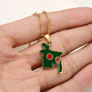 Collares con Colgante de Acero Inoxidable con Mapas de Bangladesh para Mujeres y Niñas, Mapa de la Bandera de Bangladesh - Product Image 6