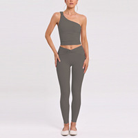 Ensemble de yoga 3 pièces pour femme : Crop top asymétrique, short gainant et leggings, séchage rapide, tenue de sport fitness