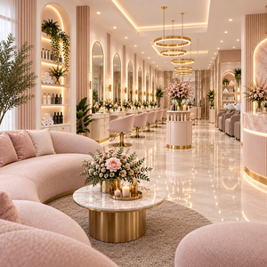 Banc de travail moderne pour salon de manucure, présentoir de beauté personnalisé, personnalisation complète de la pièce pour la décoration intérieure du salon - Product Image 5