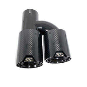 Paar Universal Auspuffrohr <span class=keywords><strong>M</strong></span> Performance H-Typ Doppel Carbonfaser Schwarz Edelstahl Endrohre für BMW Umbau - Product Image 6