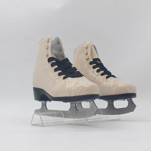 सुरुचिपूर्ण बेज उभरा प्रिंट बर्फ स्केट्स-महिलाओं के फैशन आकृति थर्मल अस्तर के साथ महिलाओं का फैशन आंकड़ा स्केट्स - Product Image 1