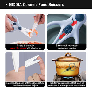 MIDDIAセラミックキッチンはさみキャンピングカッティング釣り用トリムせん断 - Product Image 5