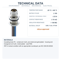 Connecteur M8 à montage sur panneau, mâle, codage A, étanche IP67, 3, 4, 6, 8 broches, pour capteur, actionneur, câble, CULus, industriel, PLC, robotique