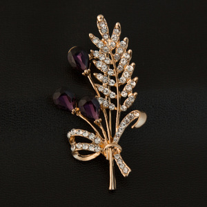 Grande broche en forme de nœud doré avec cristaux couleur épis de blé, pour corsage, pour fabricants de vêtements - Product Image 4