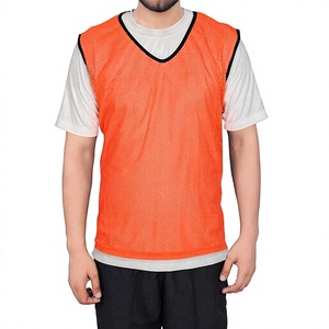 Men's Orange Mesh <b>Training</b> Vest V-Neck Sleeveless Breathable Quick Dry Sport <b>Bib</b> for Team Practice Summer All Adult Regular Fit - Product Image 1