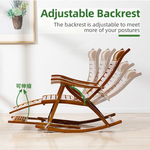 Chất lượng cao vườn Sun Lounger tre có thể gập lại ngả ghế ngoài trời có thể điều chỉnh độ dốc Rocking cho phòng khách phòng ngủ sử dụng - Product Image 3