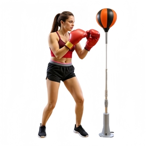 Ballon de boxe vertical sur pied de haute qualité pour entraînement de réaction rapide, hauteur réglable, en PU, écologique et durable - Product Image 1