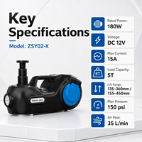 Cric hydraulique électrique 5 tonnes 12V DC multifonctionnel pour SUV, avec compresseur d'air pour pneus et écran LCD numérique