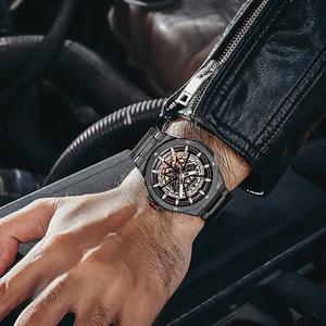 Men's Automatic Mechanical <b>Watch</b> Stainless Steel <b>Case</b> 43mm Round Dial Hollow Out Skeleton Design Luxury Fashion Style - Product Image 6