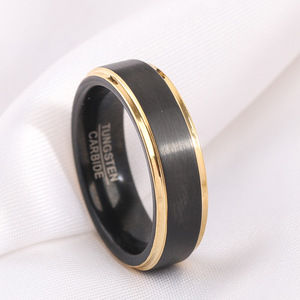Anillo de Carburo de Tungsteno de 6 mm con Incrustaciones Doradas de Dos Tonos, Anillo de Boda Unisex - Product Image 3