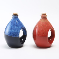 Bouteilles en céramique uniques bleues et rouges avec poignée, 500 ml, pour huile d'olive