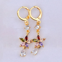 Anting Gantung Perhiasan Fashion Zirkon Warna-warni Lapis Emas 18k Kualitas Tinggi Grosir Terbaru 2024 Aretes Pendientes Brincos Joyeria