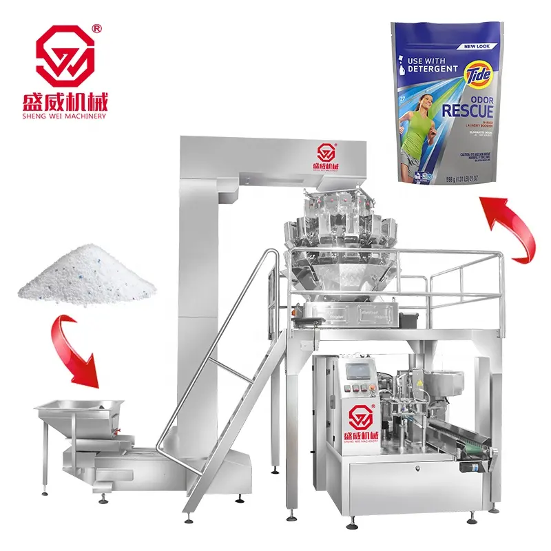 Shengwei makineleri büyük çanta DoyPack dolum sabun tozu deterjan çamaşır tozu paketleme makinesi
