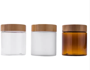 Tarro de Plástico con Tapa de Bambú para Exfoliante Corporal, Envase Cosmético Redondo Vacío, Esmerilado o Transparente, 3 Tamaños (50-250 ml), Recargable - Product Image 5