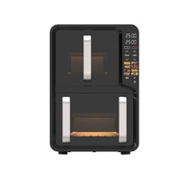 Friteuse à air numérique multifonctionnelle avec écran couleur et commande tactile, double compartiment 5L + 7L, cuve métallique visible, pour la vente en gros aux fabricants