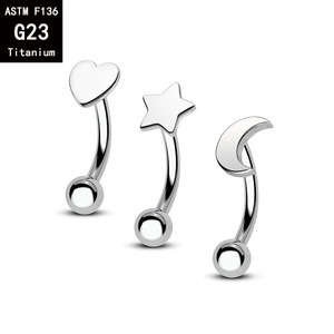 Star Cross Heart Moon Disc Replacement Accessories for Body Jewelry| Threaded Flat Top <b>Piercing</b> Ends 316L Stainless Steel - Product Image 5