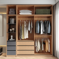 Sortie d'usine Armoire en bois à la mode moderne Mobilier de chambre Design minimaliste Chambre à coucher Porte coulissante Armoire coulissante