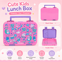 Boîte à lunch pour enfants en plastique alimentaire sans BPA, motif dessin animé football, portable, scellée, compartimentée, anti-fuite, capacité 6L, pour le stockage des aliments