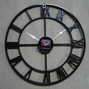 Đồng hồ treo tường kim trôi không tiếng kêu, kiểu cổ điển, lớn, tròn, bằng sắt, màu đen cổ điển, trang trí nhà cửa, dành cho phòng khách - Product Image 4