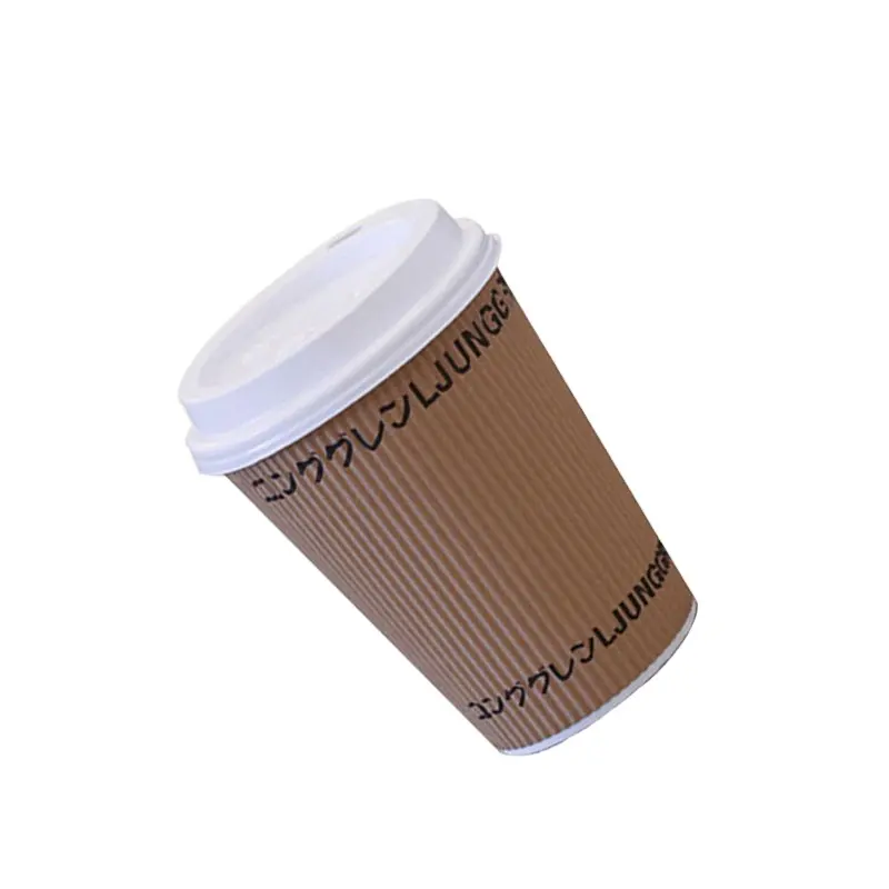 Koffiepapier Beker Biologisch Afbreekbare Kartonnen Koffiekop, 12 Oz Dubbele Drievoudige Muur Wegwerp Cafe Deechables