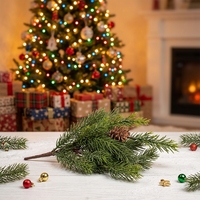 Couronne de Noël en pin et genévrier de 61 cm pour la décoration de porte ou de mur de la maison pendant les fêtes