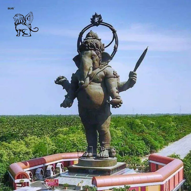 BLVE grande dio indù religioso indiano signore Ganesha metallo in piedi grande bronzo Vinayagar Ganesh statua elefante Statue di Buddha