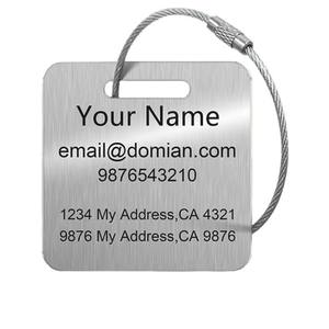 Tag Bagasi Persegi Baja Anti Karat Berlapis Emas, Dapat Diukir Logo Kustom, Dilengkapi Kawat Pengikat, Hadiah Promosi Bisnis, ID Perjalanan - Product Image 2