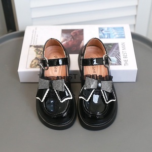 Scarpe <span class=keywords><strong>in</strong></span> Pelle Stile Britannico con Fiocco, Scarpe Basse Nere alla Moda per Studentesse, Uso Quotidiano Estivo - Product Image 3