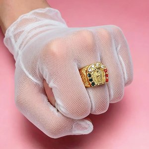 Anillo de Hombre Estilo Hip Hop Europeo y Americano, de Acero de Titanio, Chapado en Oro, con Diamantes de Colores, Modelo María - Product Image 4