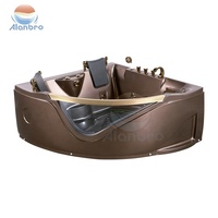 Baignoire de massage autoportante pour 2 personnes à prix abordable, avec lumières LED et commandes multifonctions, pour salle de bain intérieure