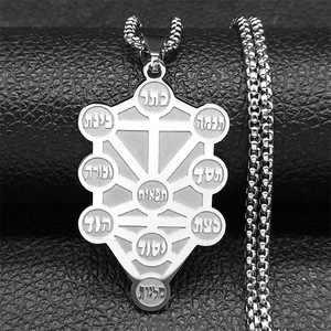 Kabbale Arbre de Vie Amulette Pendentif Collier pour Femmes Hommes Acier Inoxydable Or Couleur Juif Hébreu Chaîne Bijoux collier (NL292) - Product Image 3