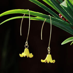 Atacado Simples Banhado A Ouro Tropical Flor Brincos Colorido Jóias Havaianas para As Mulheres Longo Design Gancho Elegante - Product Image 5